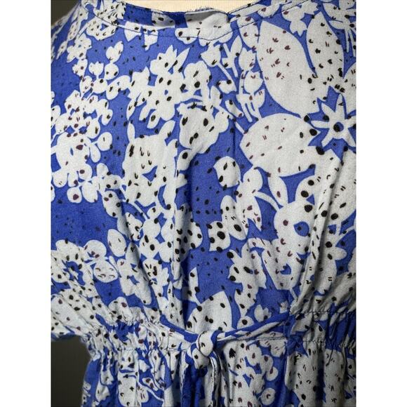 CAbi top sz S v neck TUNIC tie front Dolman sleeves Artsy Floral Boho Style 891 - Picture 5 of 5